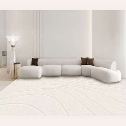 Beige Abstract Line Art Rug Modern Soft Non-Slip Carpet for Living Room or Bedroom