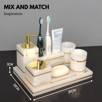 Luxury White Onyx Marble Bathroom Accessories – Mix and Match