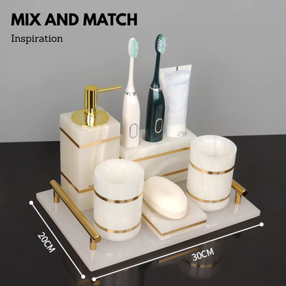 Luxury White Onyx Marble Bathroom Accessories – Mix and Match